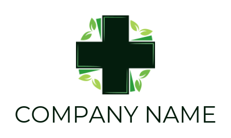 generate a medical logo plus sign with leaves