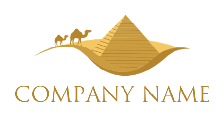 travel logo maker pyramid and camels in desert