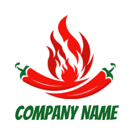 Create a food logo of Red chills with flame 