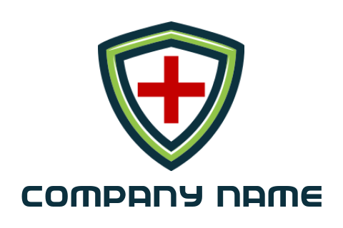 create a medical logo red cross inside shield - logodesign.net