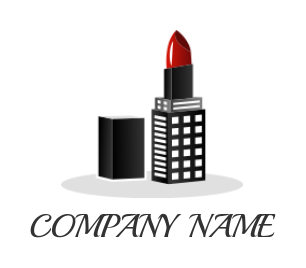 beauty logo icon red lipstick in building - logodesign.net