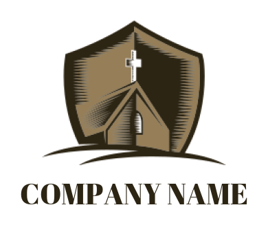 religious logo church in shield - logodesign.net