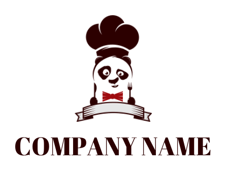 animal logo retro style chef panda with banner