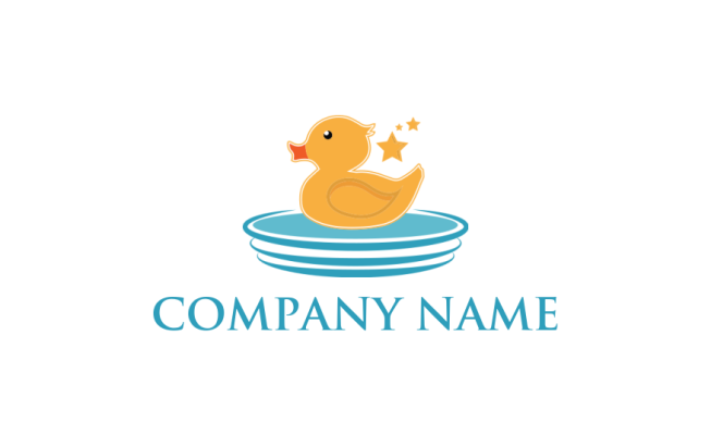 create a childcare logo rubber ducky floating in water with stars - logodesign.net