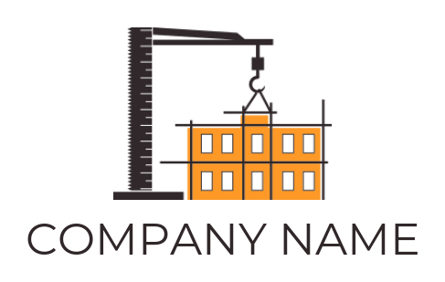 construction logo ruler with crane lifting block
