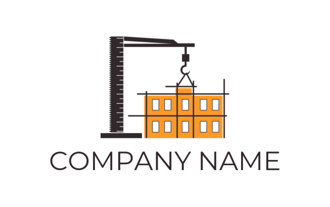 construction logo ruler with crane lifting block