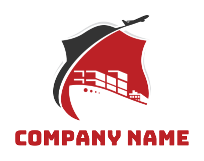 transportation logo ship & airplane with shield