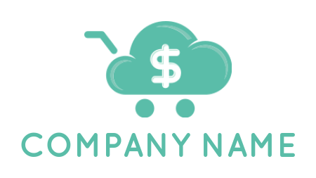 online shop logo dollar sign in cloud-shaped cart