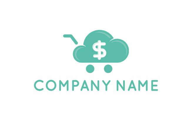 online shop logo dollar sign in cloud-shaped cart