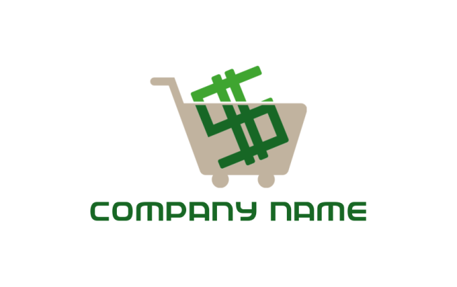 ecommerce logo shopping cart with dollar sign