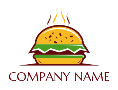 make a food logo smoking burger with lettuce - logodesign.net