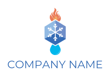 energy logo snow in hexagon with water and fire