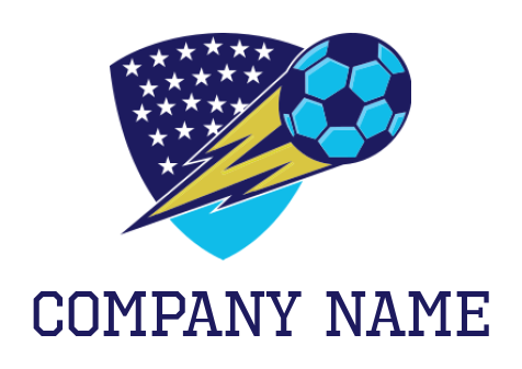 sports logo soccer moving up front shield stars