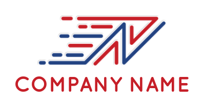 logistics logo speed lines with Letter N