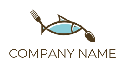 restaurant logo icon spoon and fork incorporated with fish