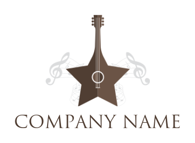 music logo star shaped guitar with music notes
