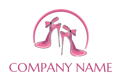 design an apparel logo swoosh over heel shoes with ribbons 