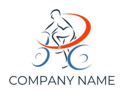 fitness logo swoosh person on bicycle