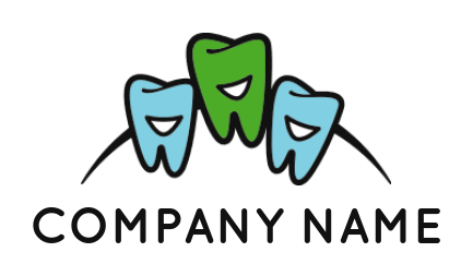 medical logo icon three smiling teeth with swoosh - logodesign.net