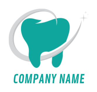 medical logo tooth with swoosh and shining stars