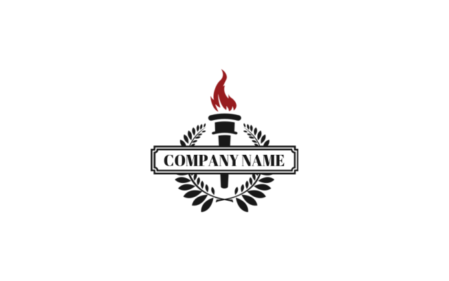 consulting logo badge torch with laurel wreath
