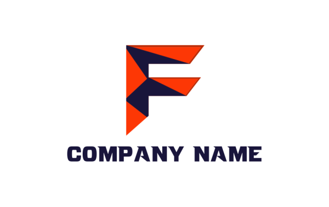 Create a Letter F logo with triangles inside