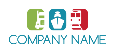 transportation logo illustration truck ship and train squares 