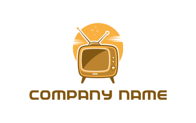 make a media logo tube tv set with antenna - logodesign.net