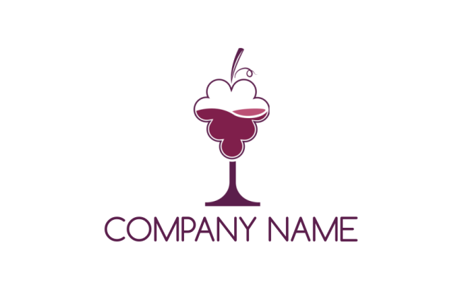 liquor store logo wine glass forming grapes