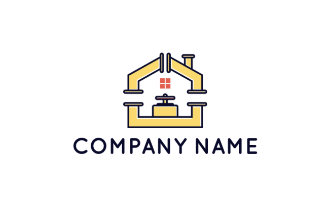 construction logo water pipes forming house