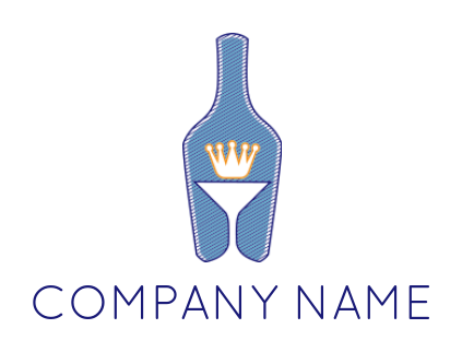 wine shop logo glass in a bottle