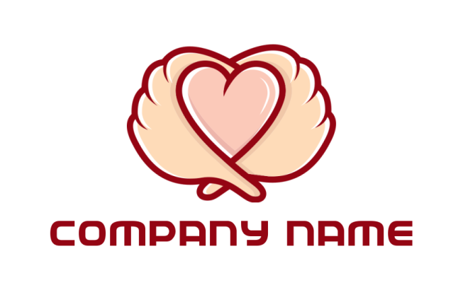 make a dating logo wings encasing a heart shape