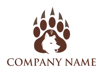 generate a pet logo wolf inside the paw print