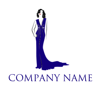 fashion logo icon woman in long evening dress