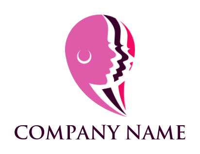 beauty logo icon woman side profile layers