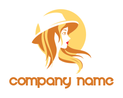 fashion logo woman wear hat in front of circle