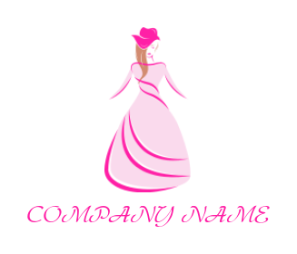 fashion logo template woman wearing long dress and hat