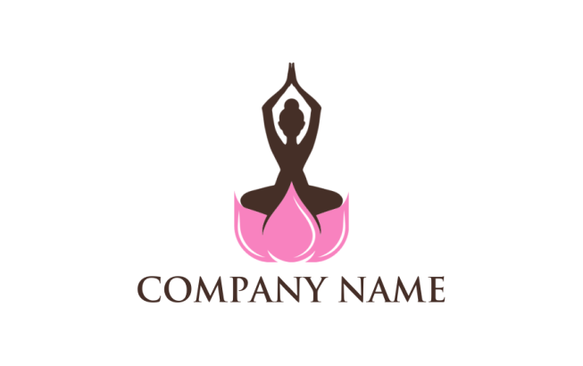spirituality logo template Yoga woman sitting on lotus flower - logodesign.net