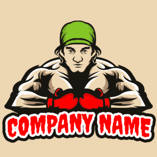 sports logo muscled man in boxing gloves