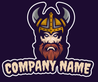 games logo online viking red beard mascot