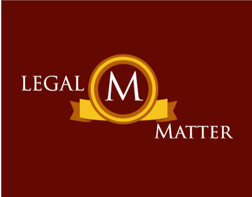 lawyer logo icon initial M in ribbon badge