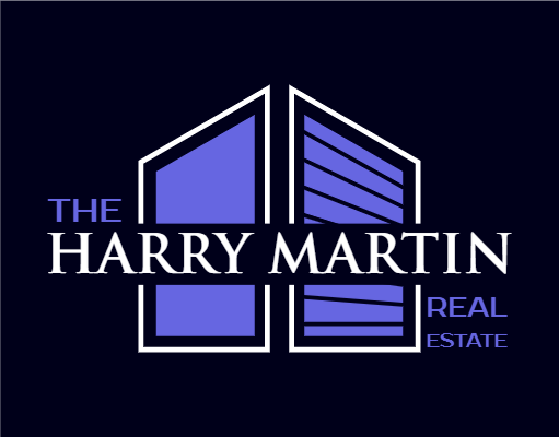 real estate logo building windows behind text