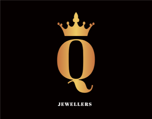 alphabets logo crown on letter Q gold color