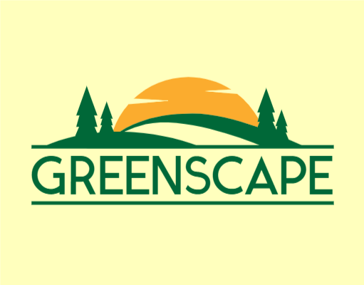 landscaping company logo pine trees with sun rising