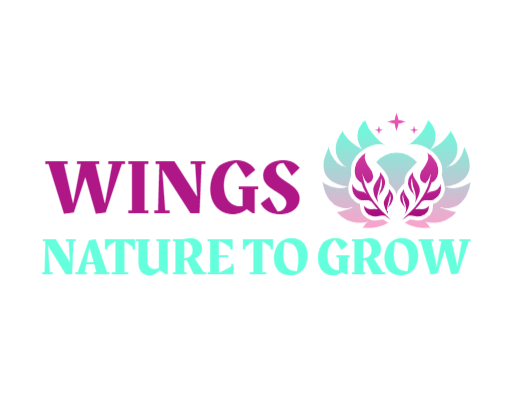 arts logo maker 3D wings with flowers and stars