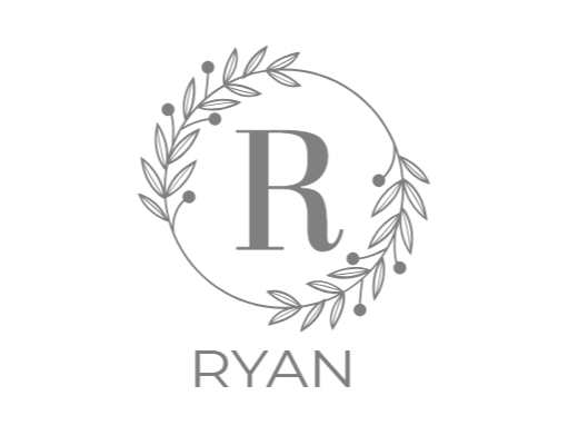 beauty logo icon letter R in circle with leaves