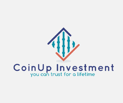 CoinUp Investment logo: A sleek and modern design featuring the words