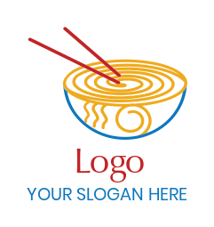 abstract noodle bowl and chopsticks unique logo
