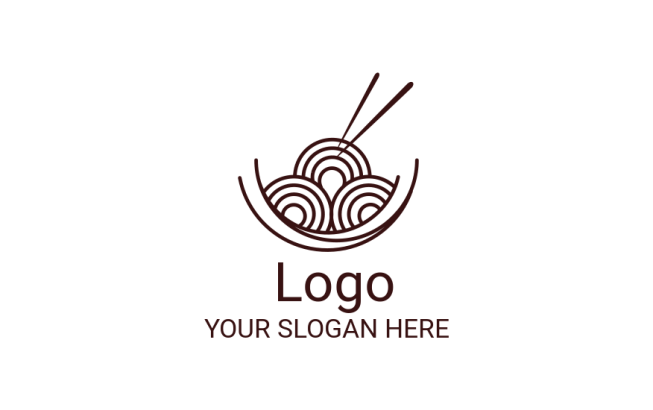 abstract logo template of noodles in bowl and chopsticks