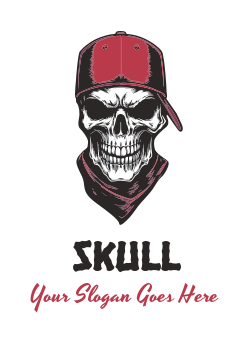 aggressive skull wearing cap 